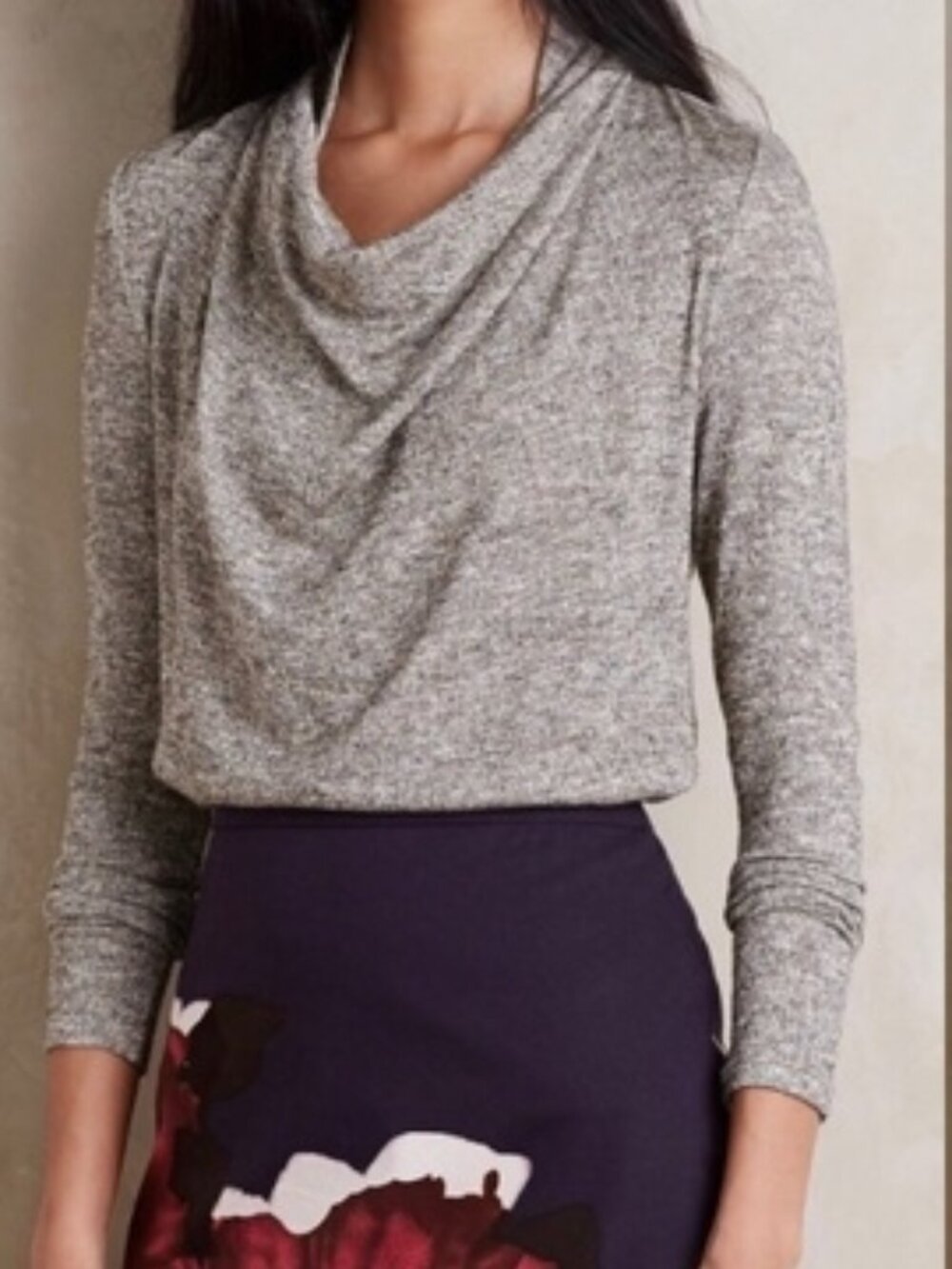 Anthropologie Deletta shimmer metallic cowlneck